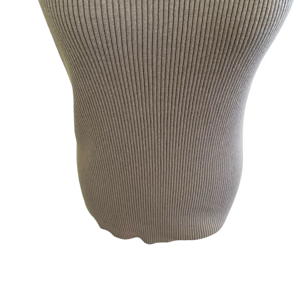 Spanner Grey Cotton-Blend Ribbed Knit Sleeveless Turtleneck Sweater XL